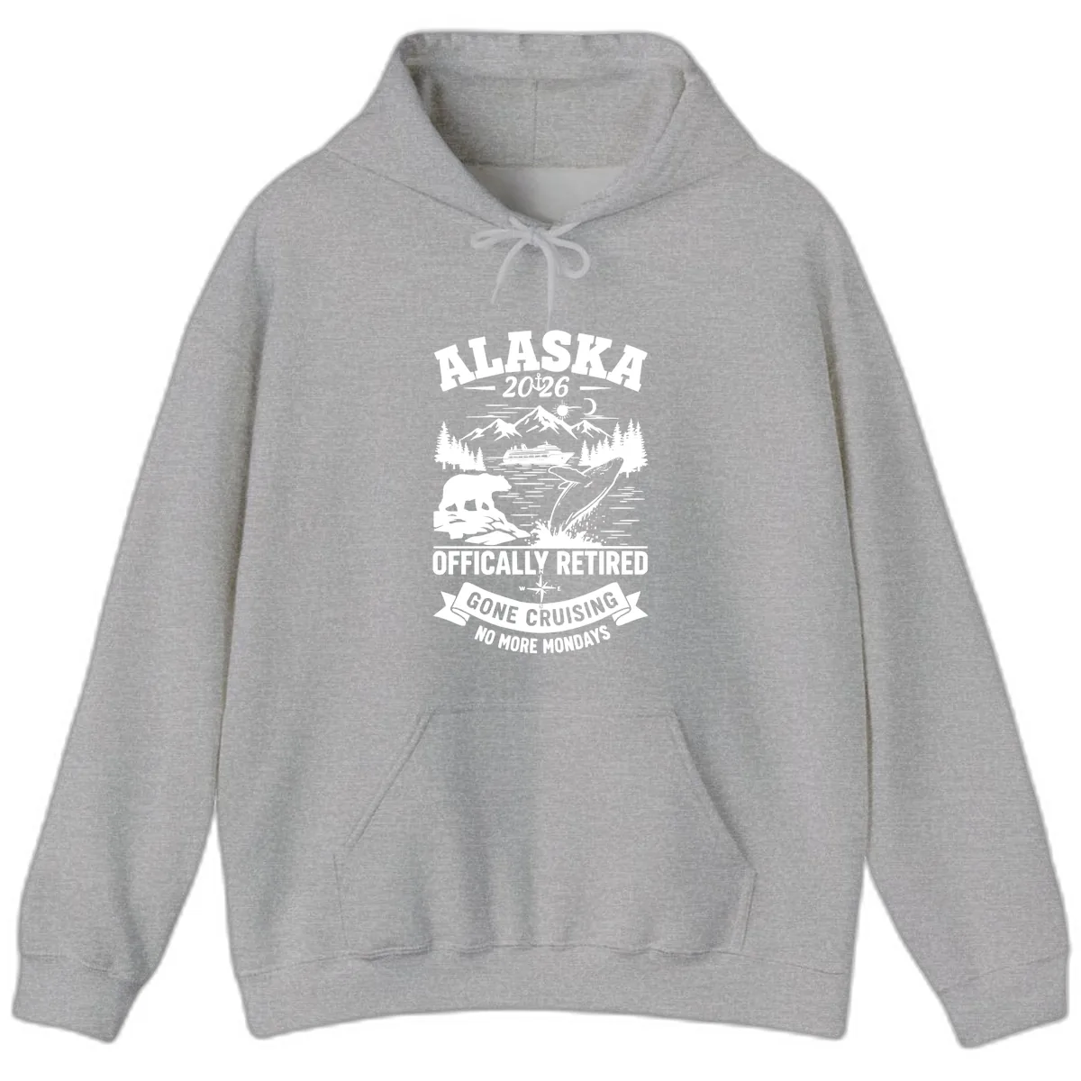 Alaska 2026 Officially Retired Gone Cruising Hoodie in Sport Grey