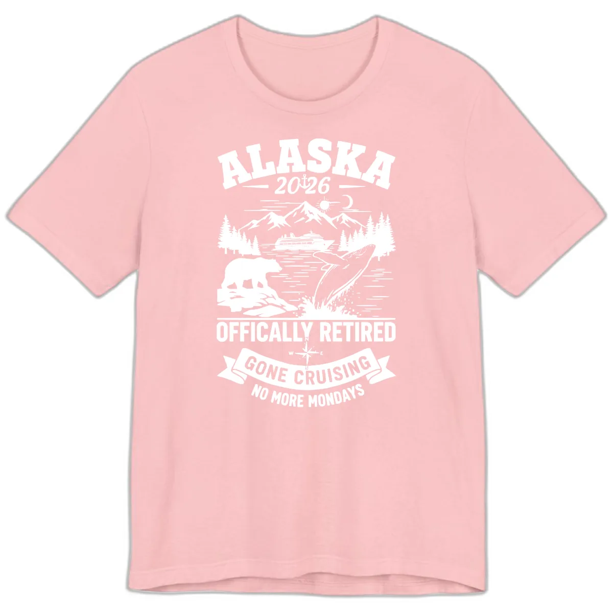 Alaska 2026 Officially Retired Gone Cruising Premium T-Shirt in Pink