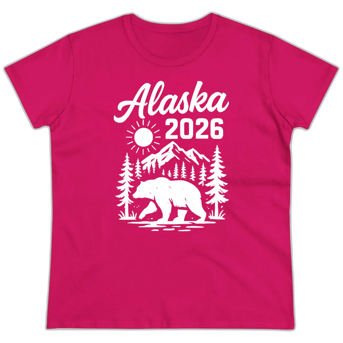Alaska 2026 Bear Mountain Wilderness Ladies Tee in Heliconia