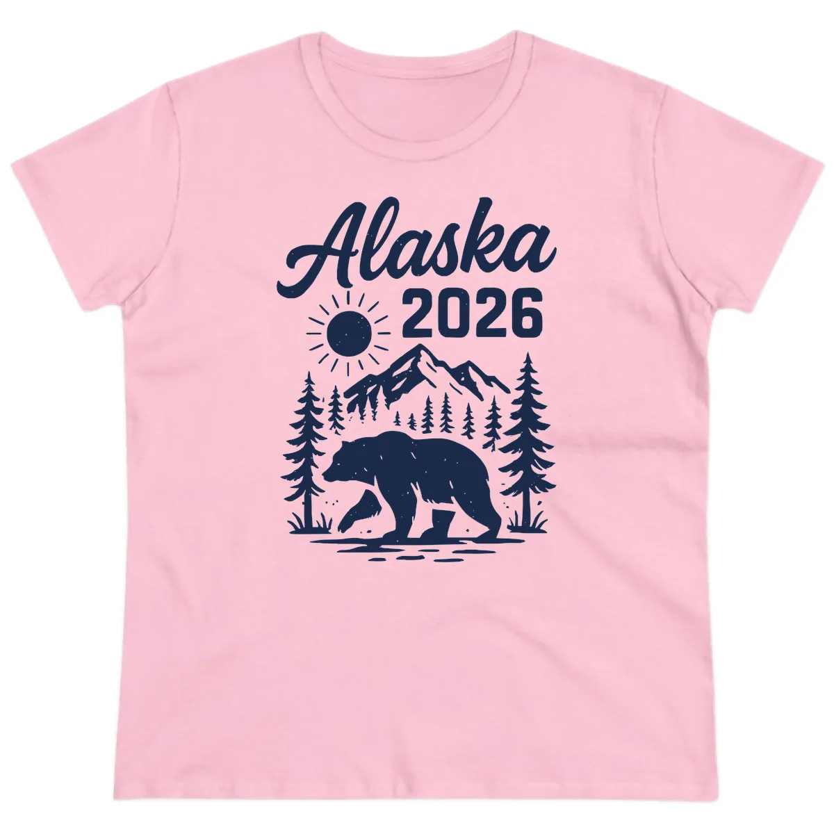 Alaska 2026 Bear Mountain Wilderness Ladies Tee in Light Pink