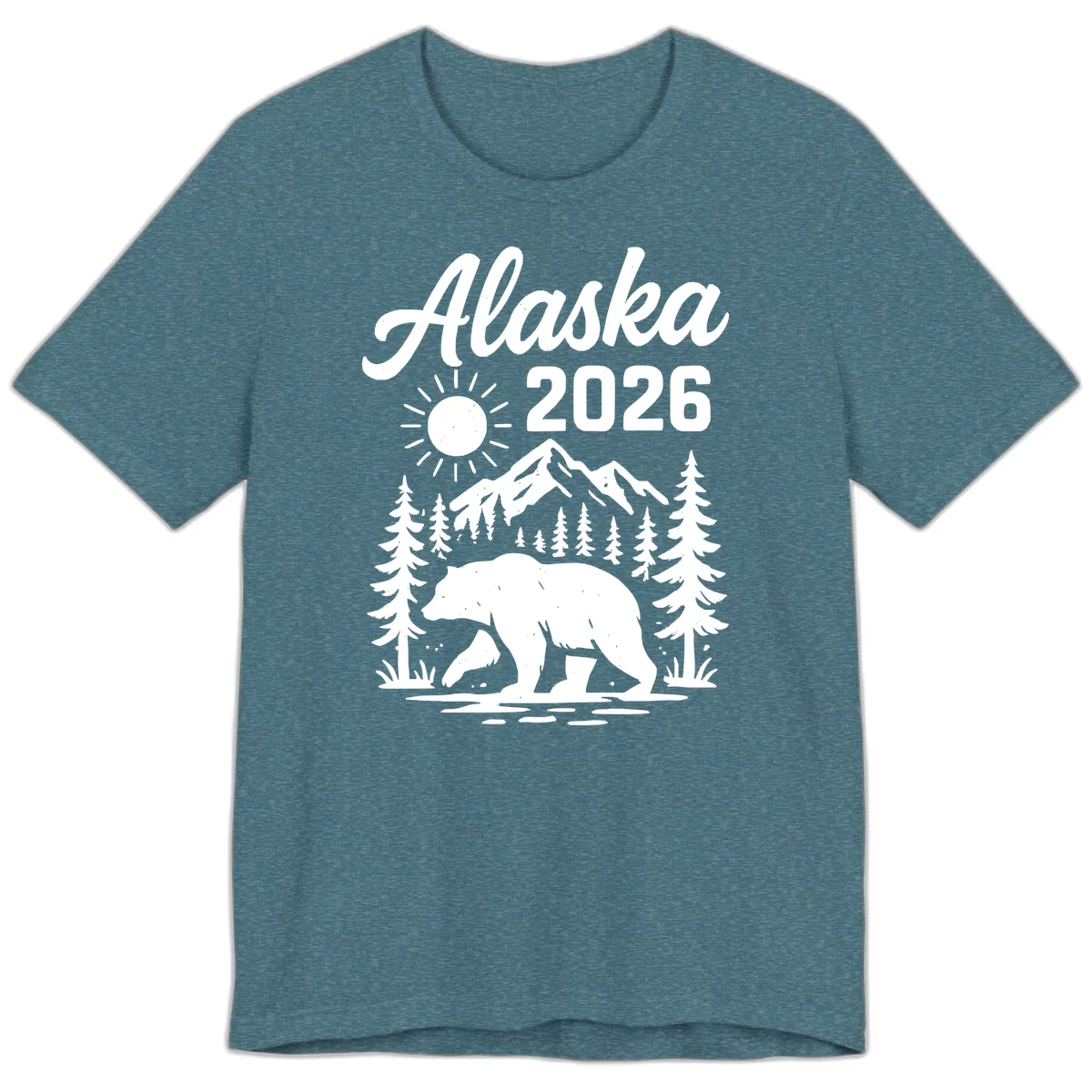 Alaska 2026 Bear Mountain Wilderness Premium T-Shirt in Heather Deep Teal