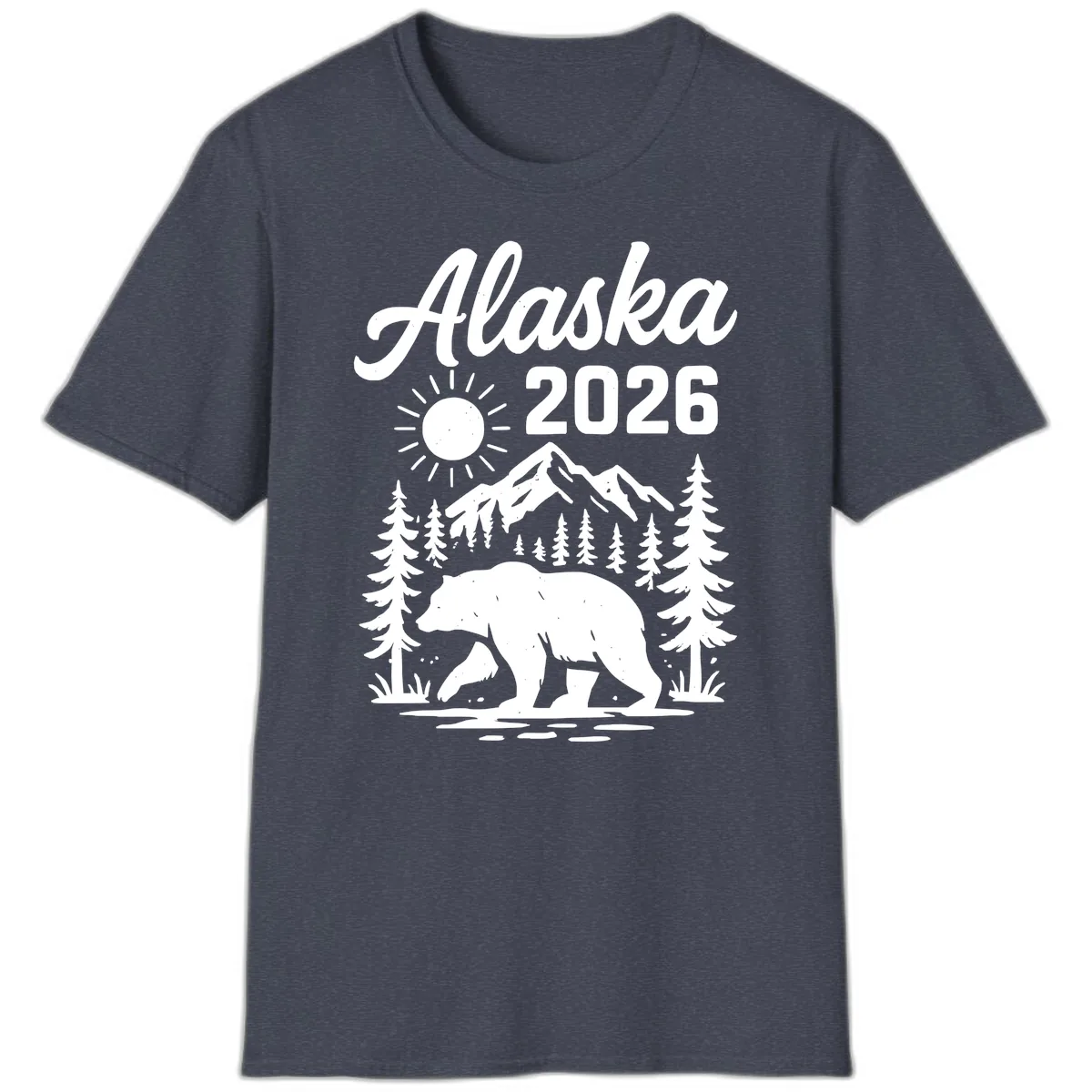 Alaska 2026 Bear Mountain Wilderness T-Shirt in Heather Navy