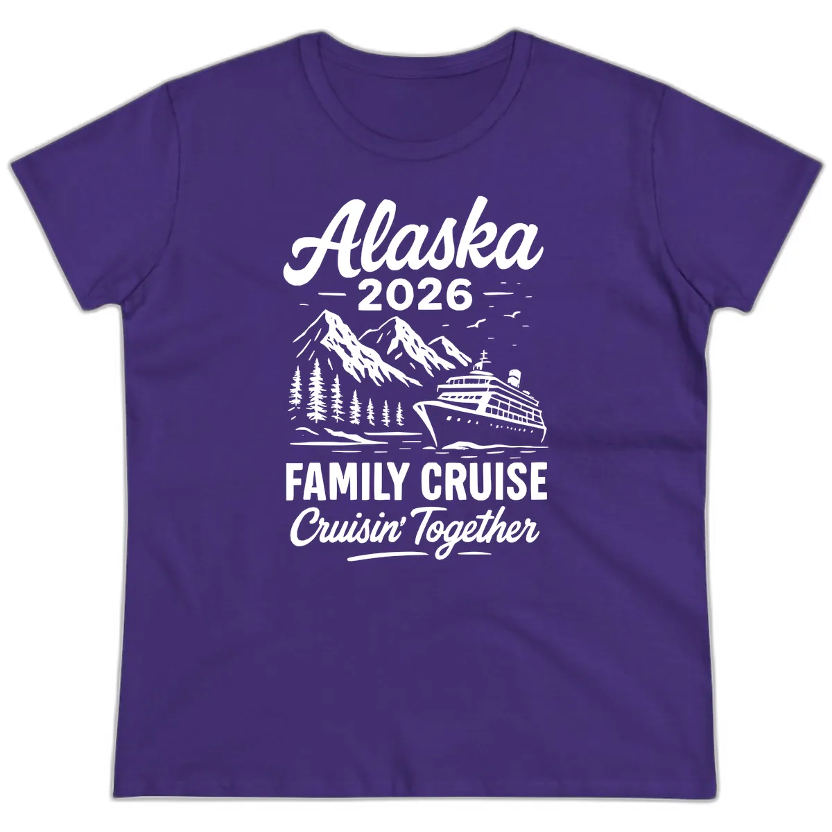 Alaska 2026 Family Cruise Cruisin' Together Ladies Tee in Purple