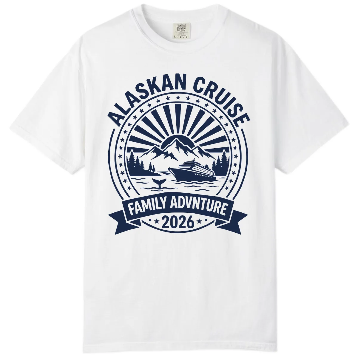 Alaska Cruise Family Adventure Badge Comfort Color in White