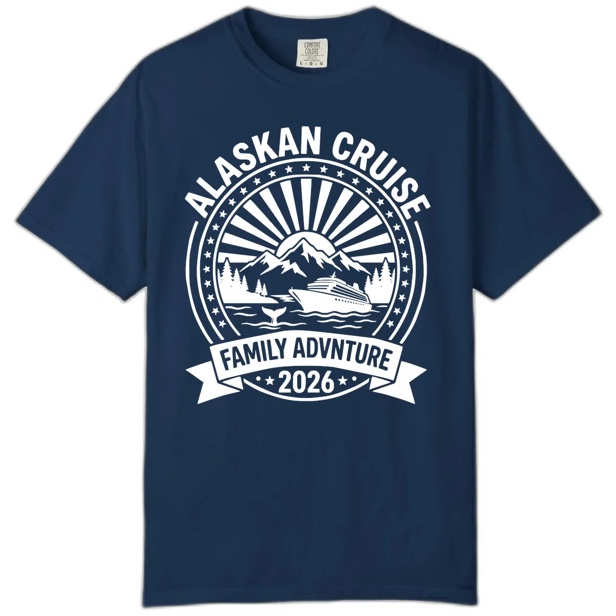 Alaska Cruise Family Adventure Badge Comfort Color in Navy