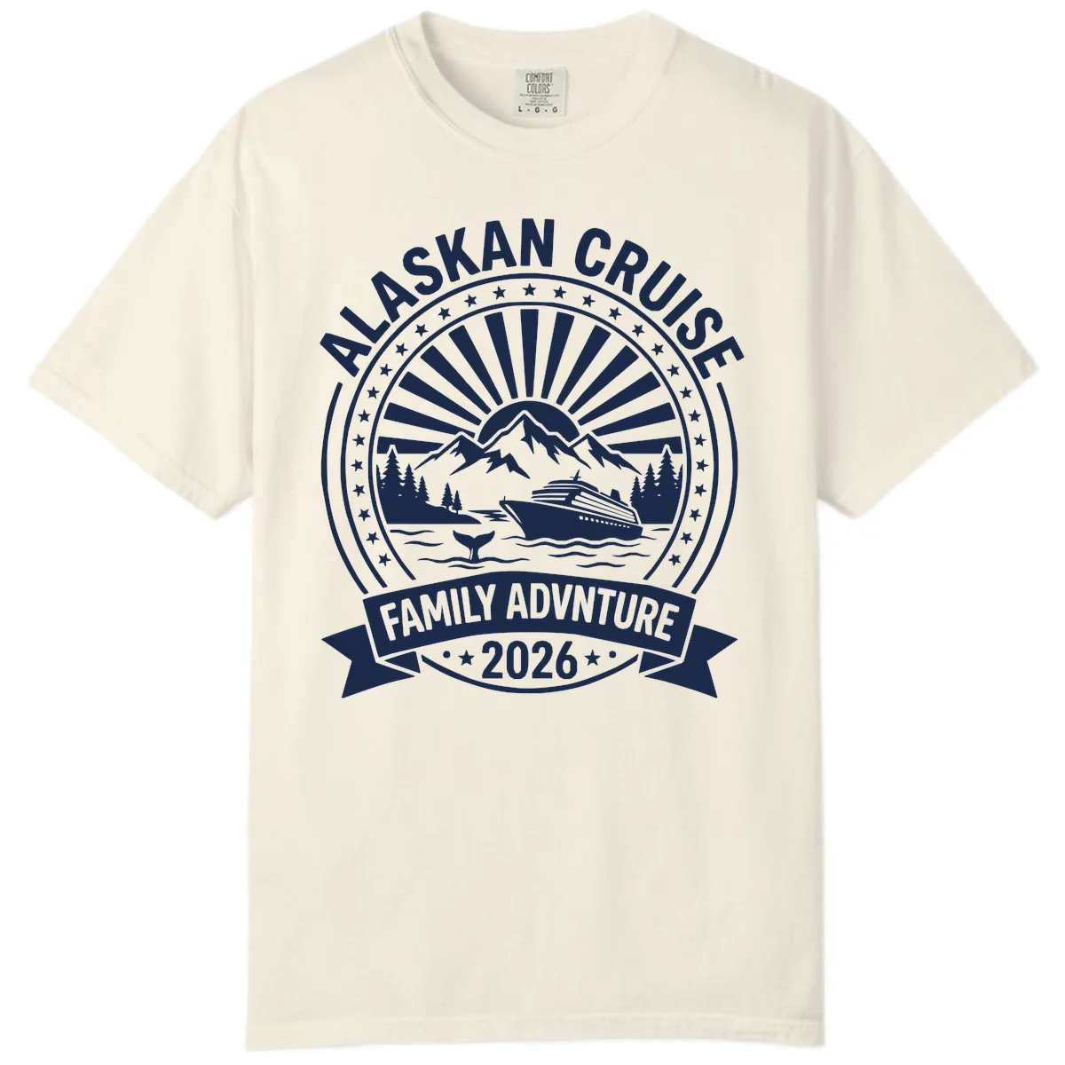 Alaska Cruise Family Adventure Badge Comfort Color in Ivory