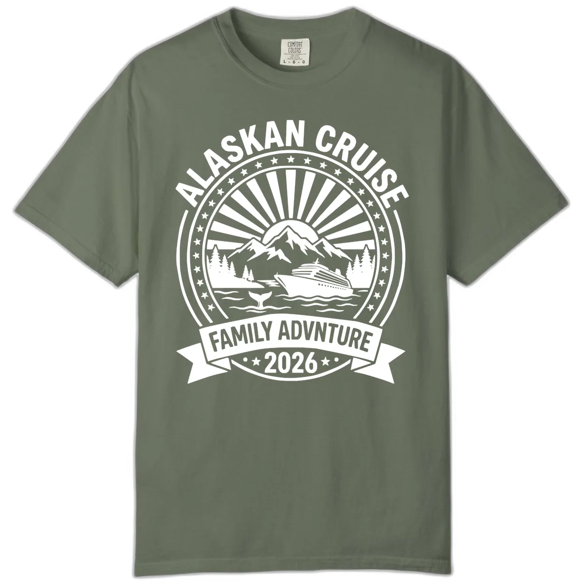 Alaska Cruise Family Adventure Badge Comfort Color in Moss