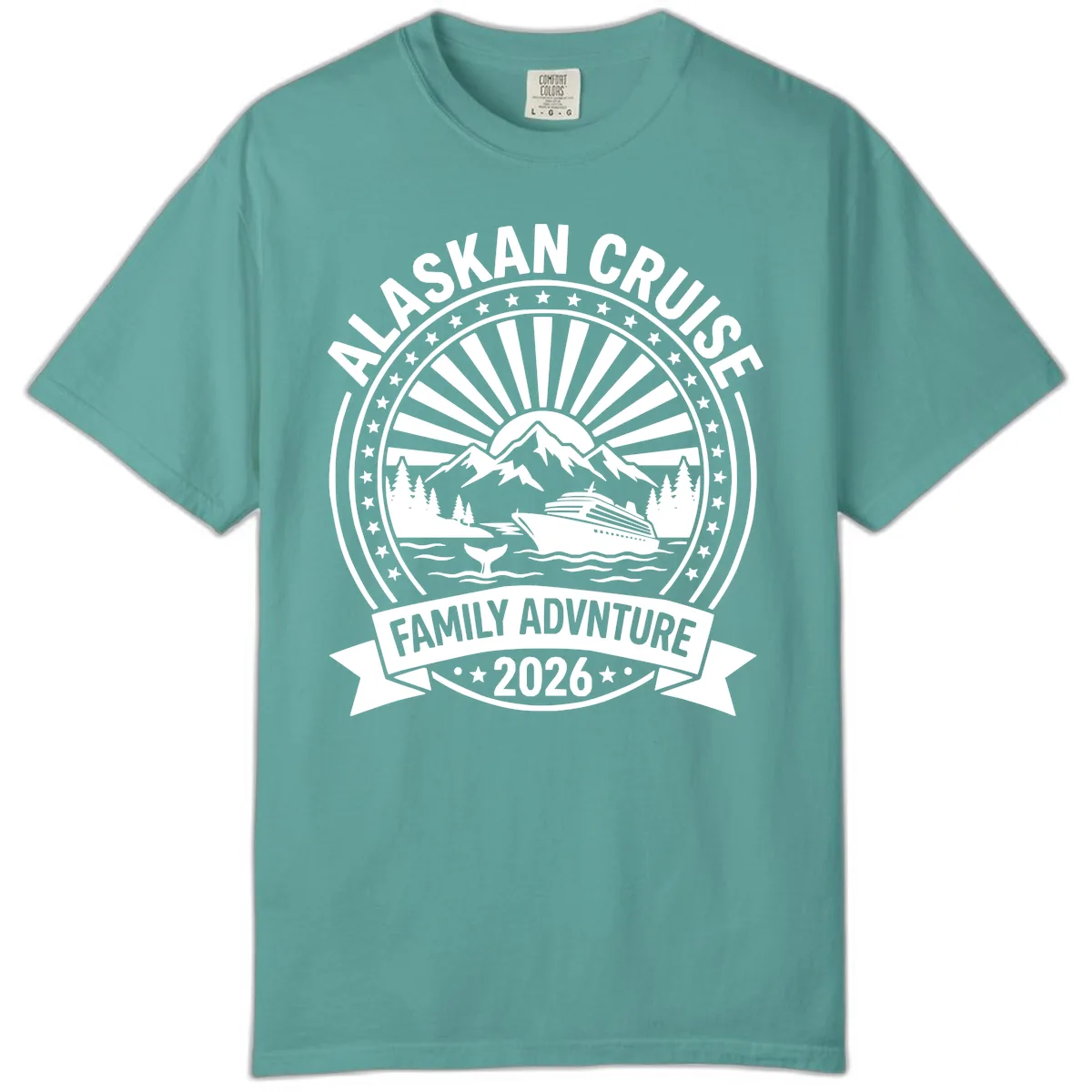 Alaska Cruise Family Adventure Badge Comfort Color in Seafoam