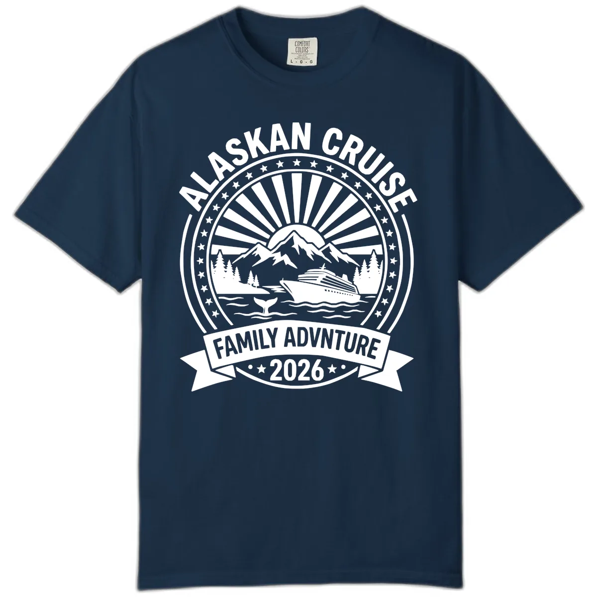 Alaska Cruise Family Adventure Badge Comfort Color in True Navy