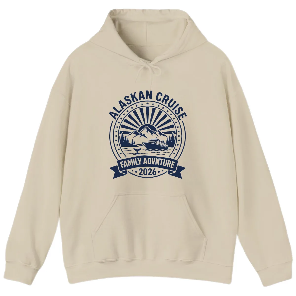 Alaska Cruise Family Adventure Badge Hoodie in Sand