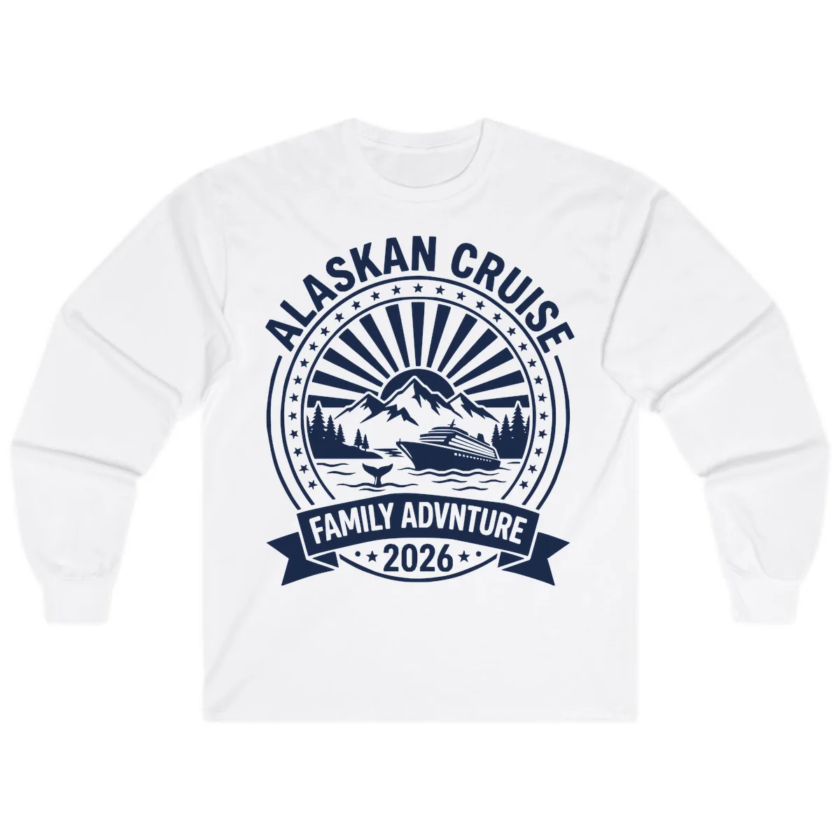Alaska Cruise Family Adventure Badge Long Sleeve in White