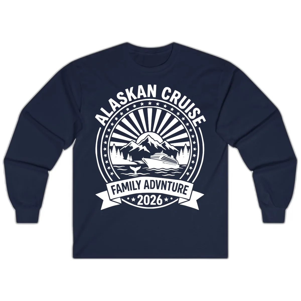 Alaska Cruise Family Adventure Badge Long Sleeve in Navy