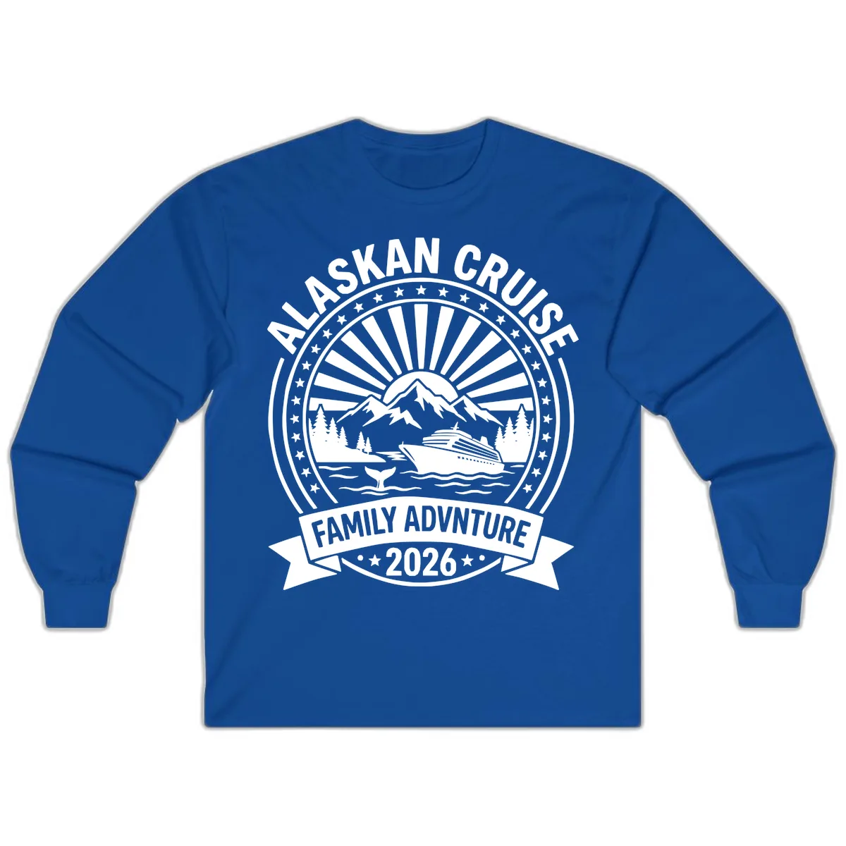 Alaska Cruise Family Adventure Badge Long Sleeve in Royal