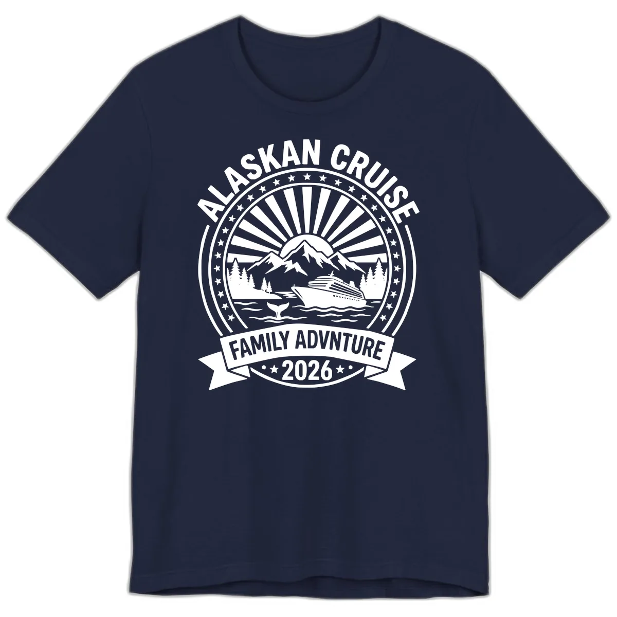 Alaska Cruise Family Adventure Badge Premium T-Shirt in Navy