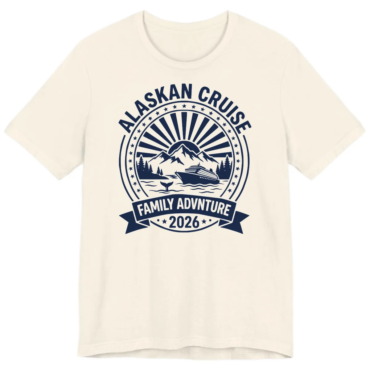 Alaska Cruise Family Adventure Badge Premium T-Shirt in Natural