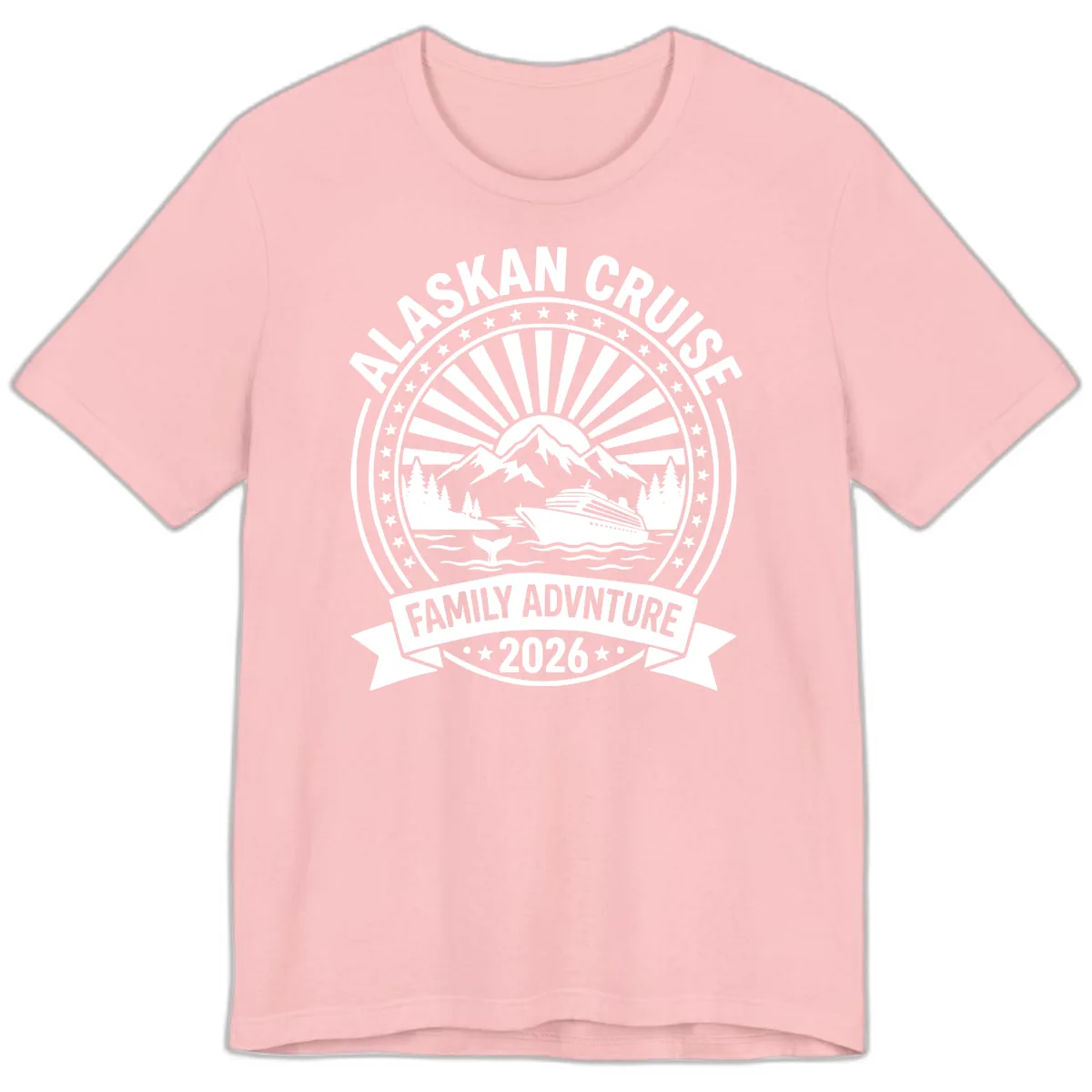 Alaska Cruise Family Adventure Badge Premium T-Shirt in Pink