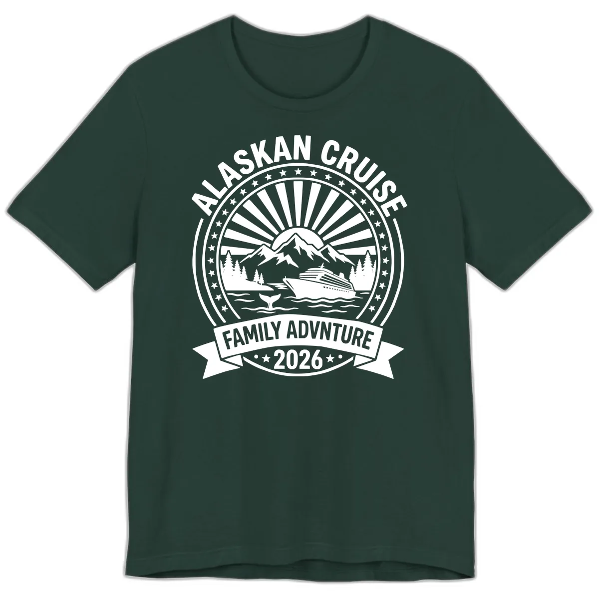 Alaska Cruise Family Adventure Badge Premium T-Shirt in Forest