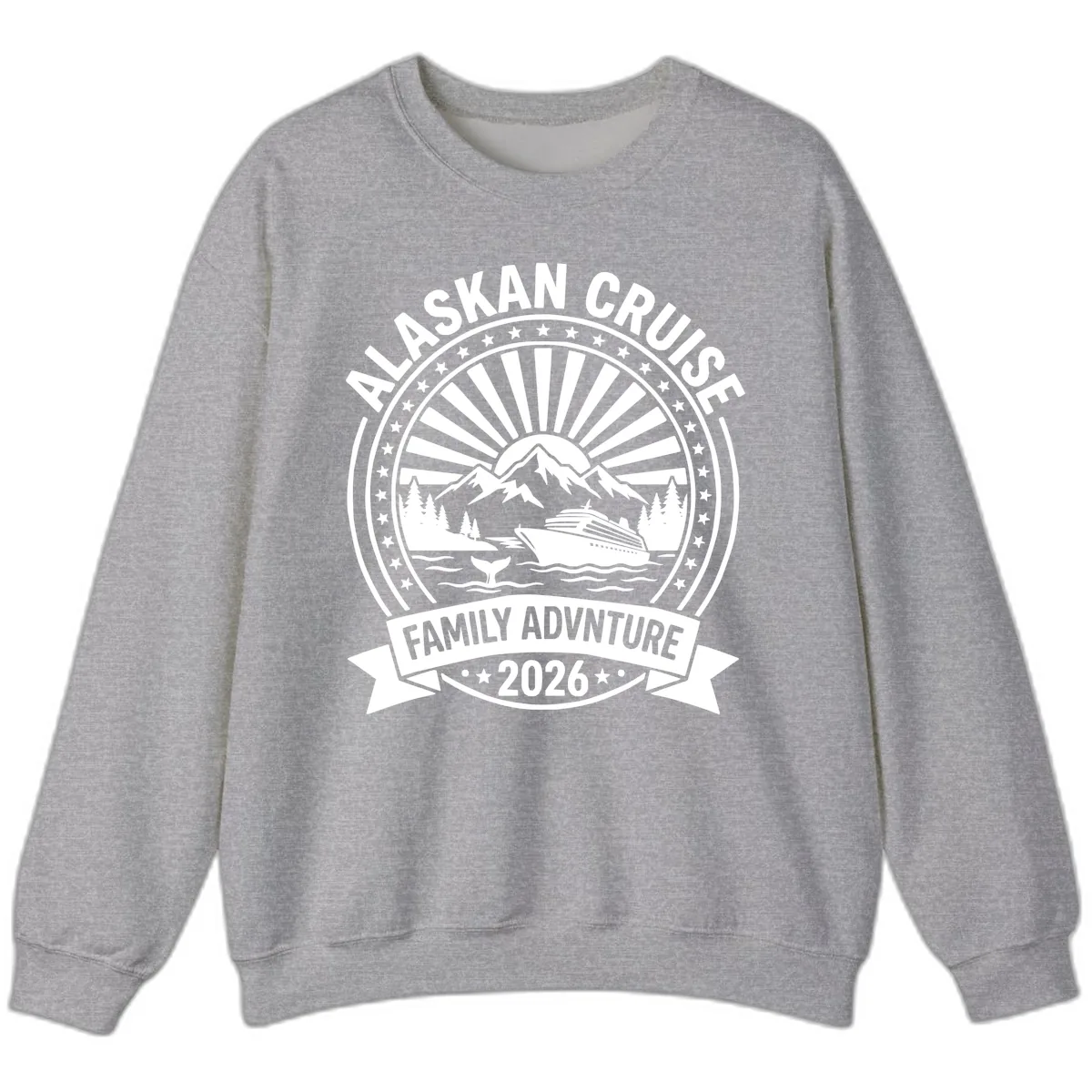 Alaska Cruise Family Adventure Badge Sweatshirt in Sport Grey