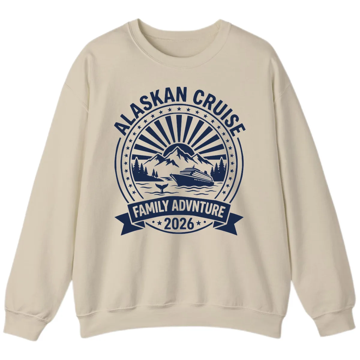 Alaska Cruise Family Adventure Badge Sweatshirt in Sand