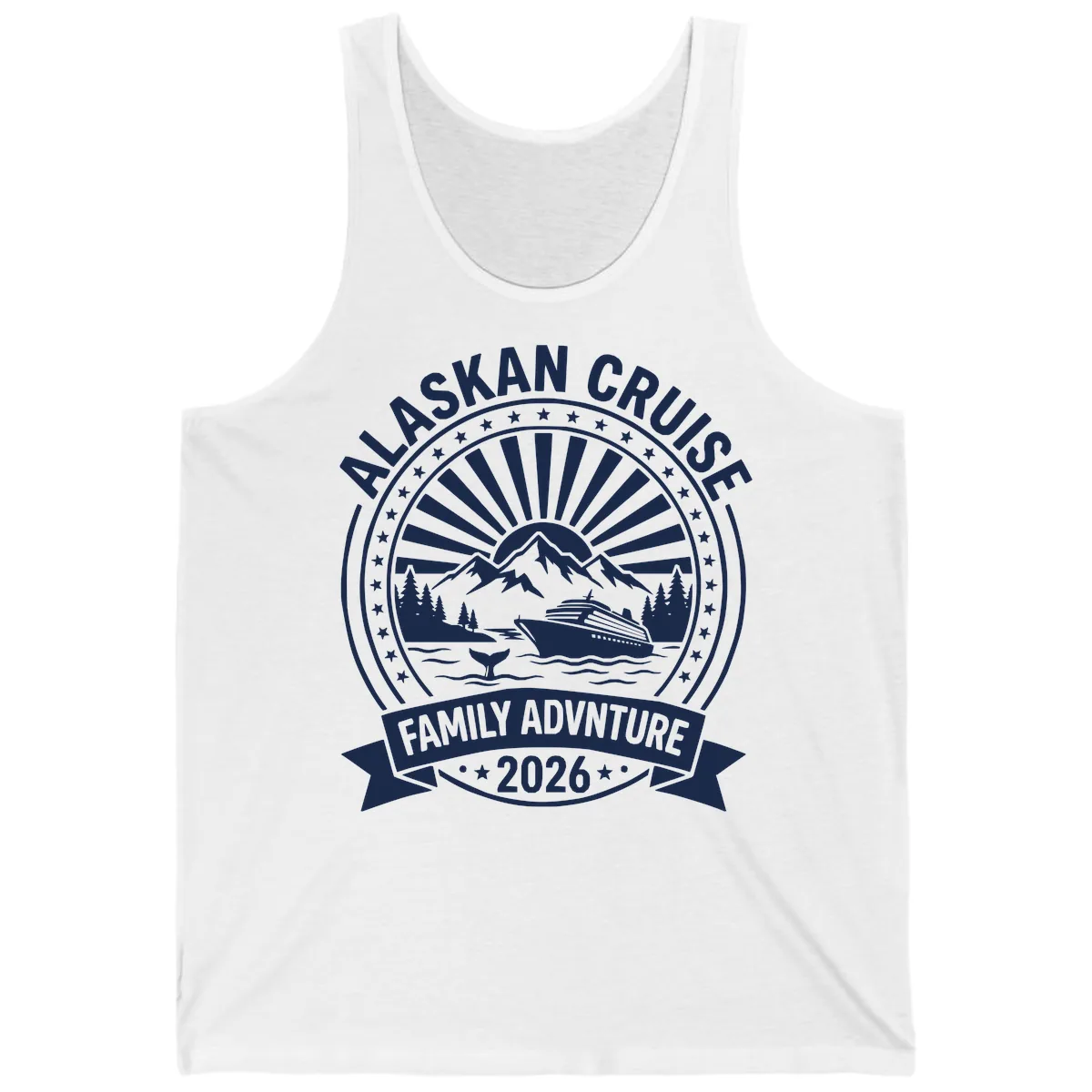Alaska Cruise Family Adventure Badge Tank in White