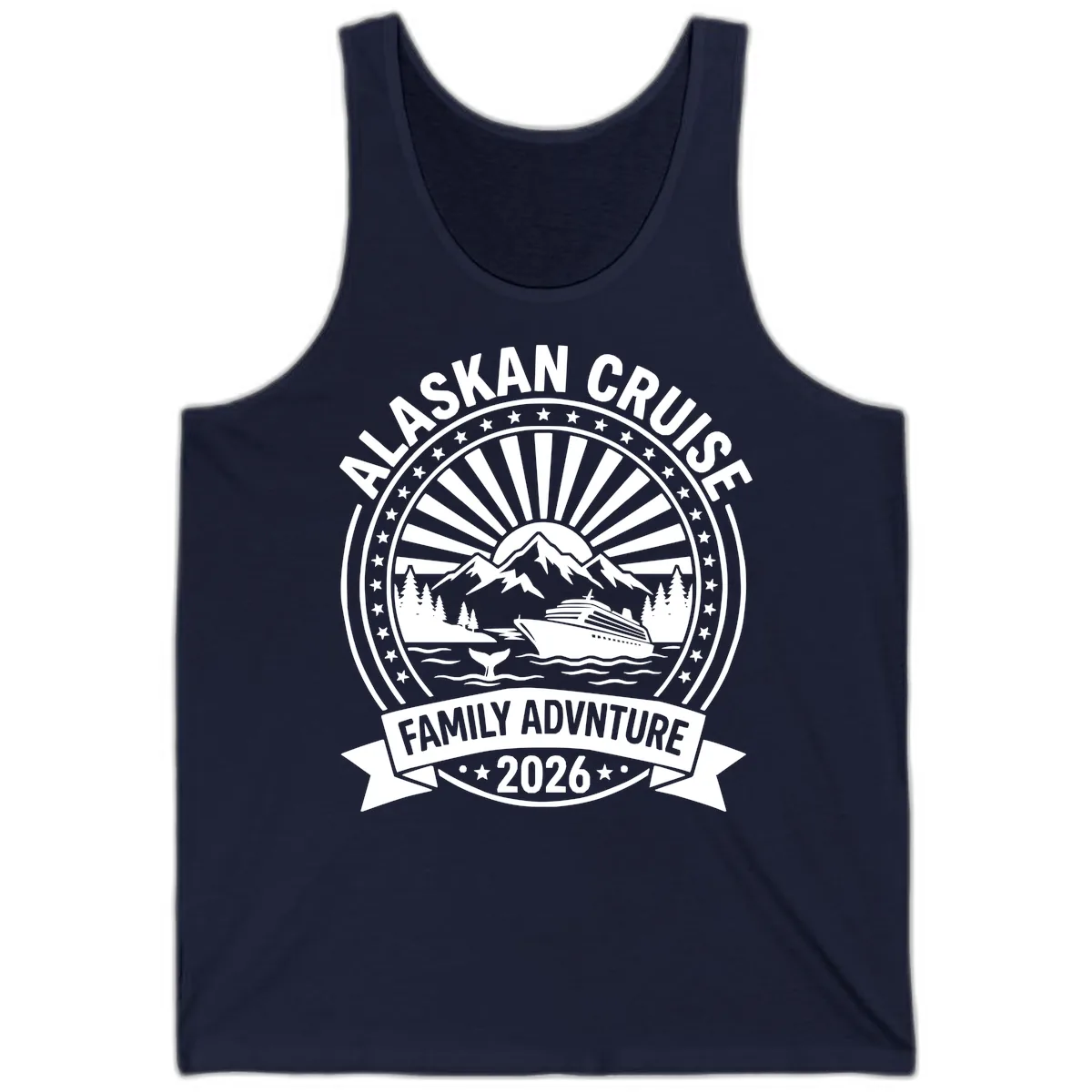 Alaska Cruise Family Adventure Badge Tank in Navy
