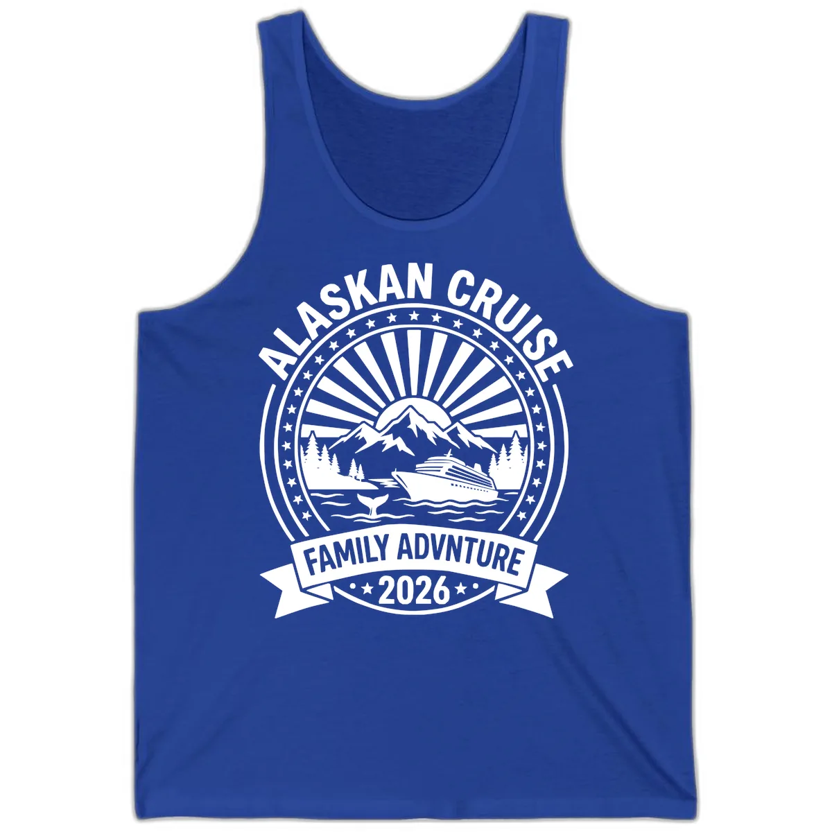 Alaska Cruise Family Adventure Badge Tank in True Royal