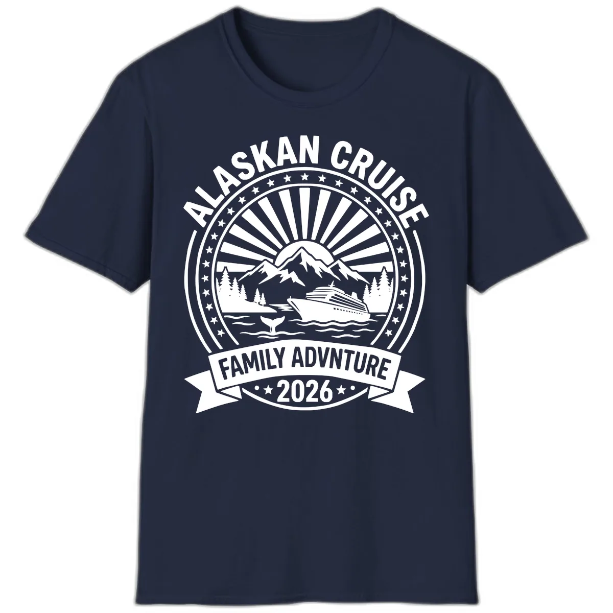 Alaska Cruise Family Adventure Badge T-Shirt in Navy