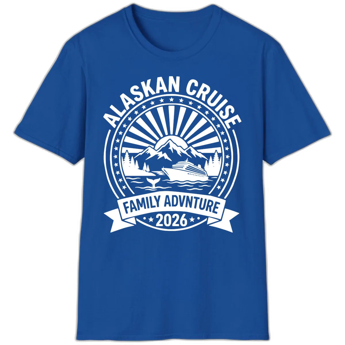 Alaska Cruise Family Adventure Badge T-Shirt in Royal