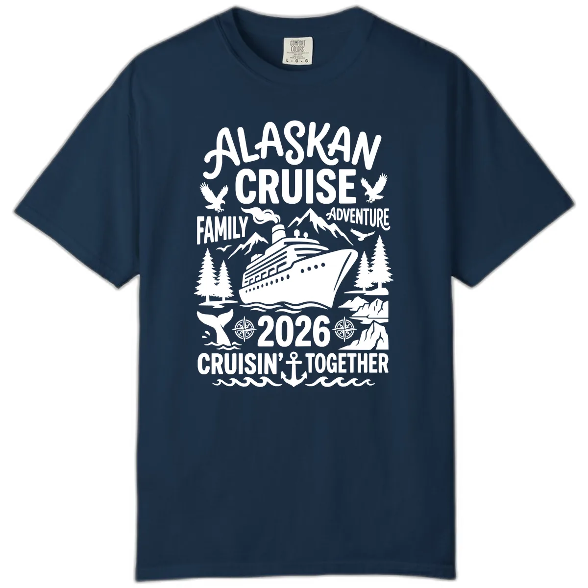 Alaskan Cruise Family Adventure 2026 Comfort Color in True Navy