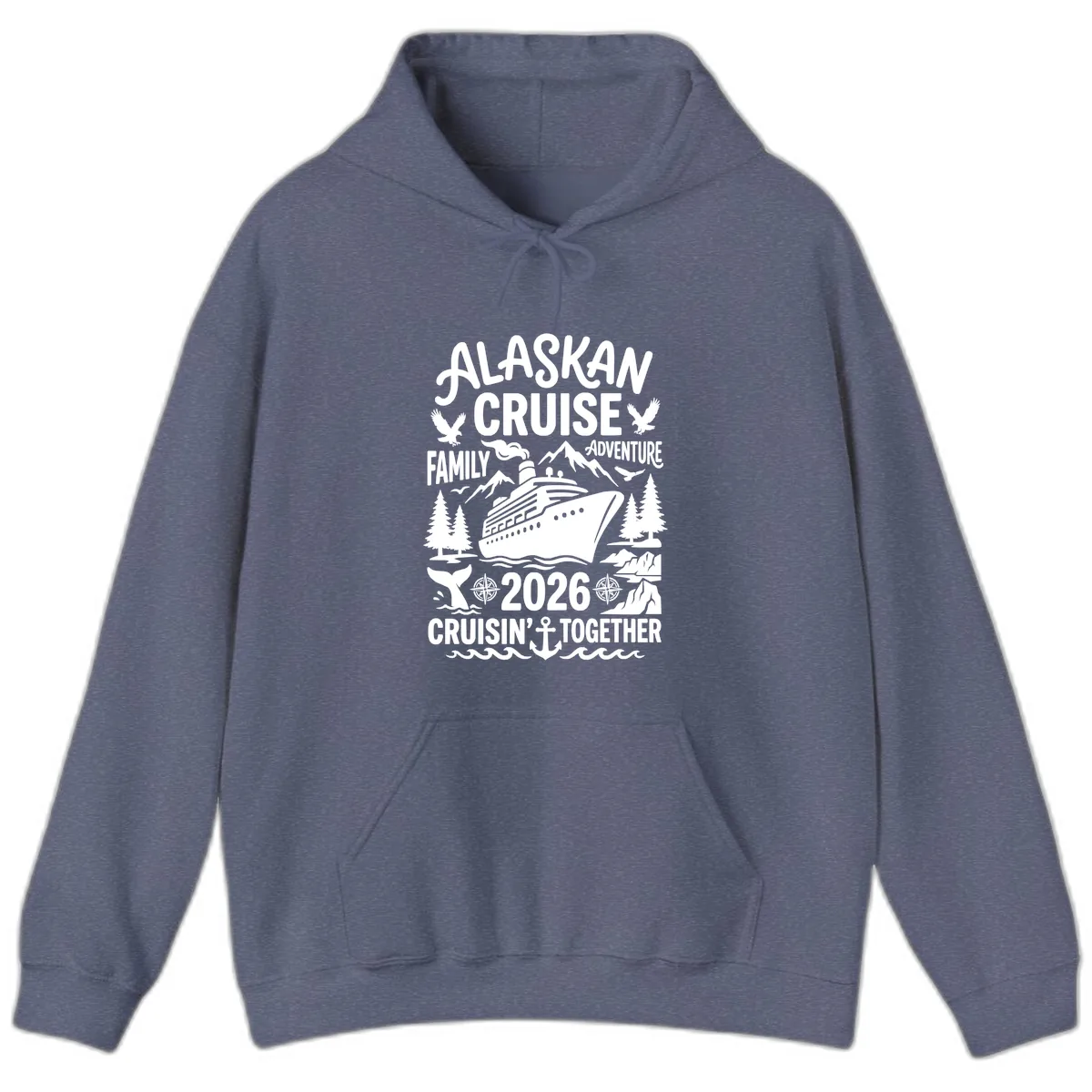 Alaskan Cruise Family Adventure 2026 Hoodie in Heather Navy