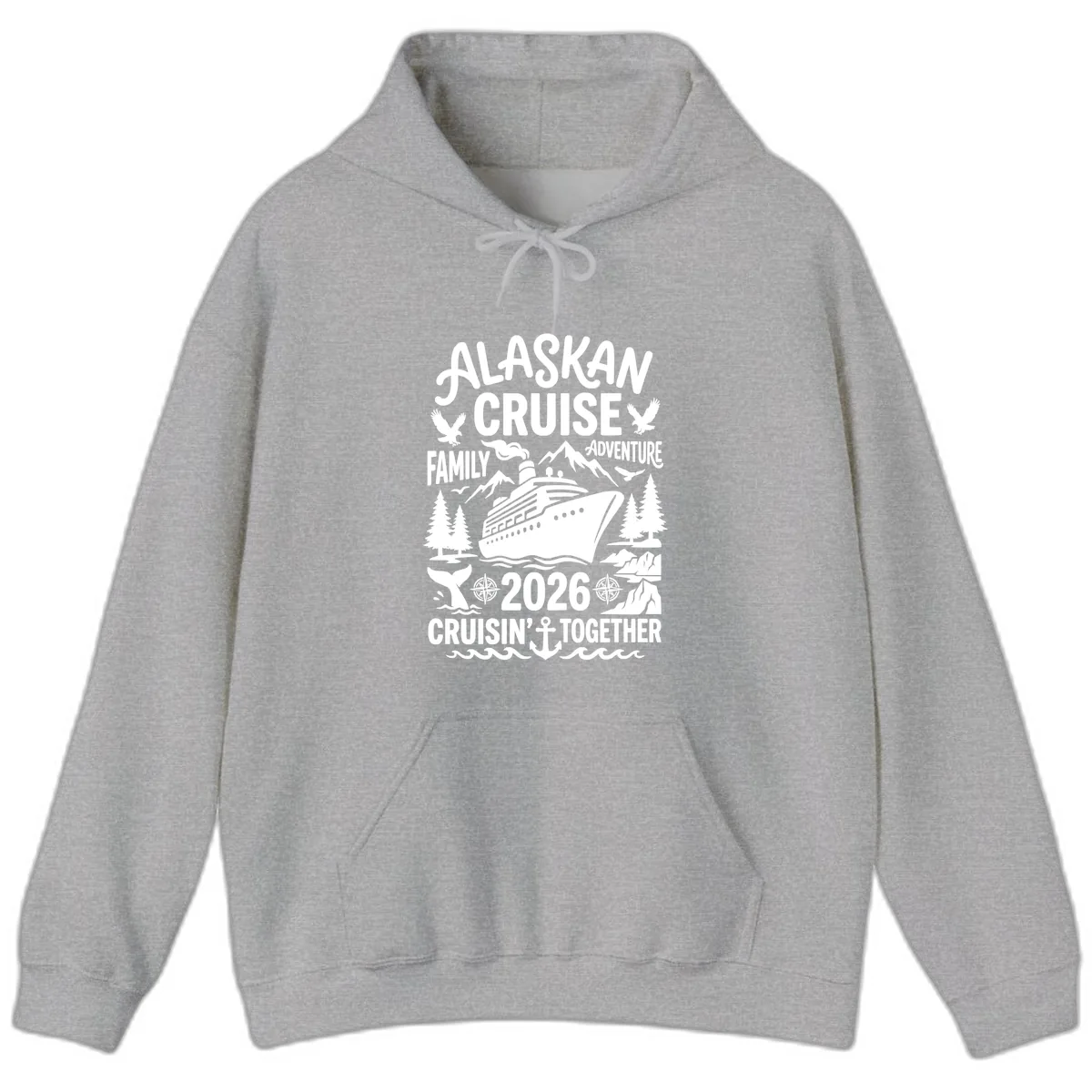 Alaskan Cruise Family Adventure 2026 Hoodie in Sport Grey