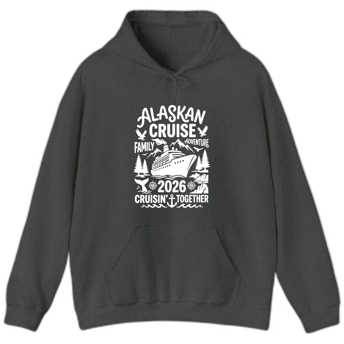 Alaskan Cruise Family Adventure 2026 Hoodie in Dark Heather