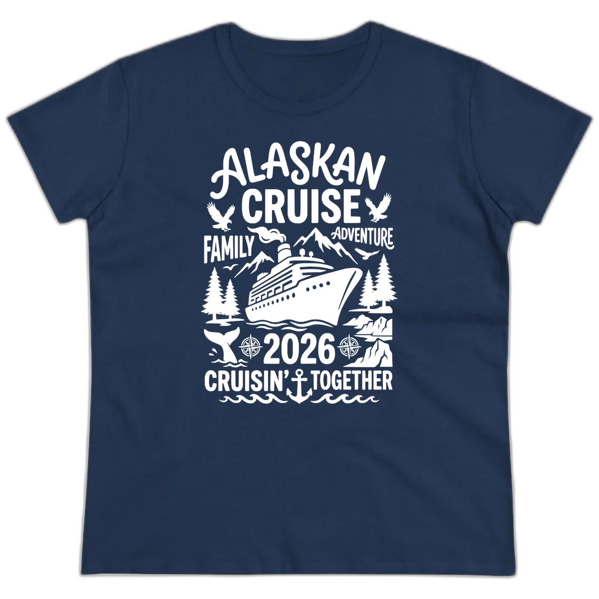Alaskan Cruise Family Adventure 2026 Ladies Tee in Navy