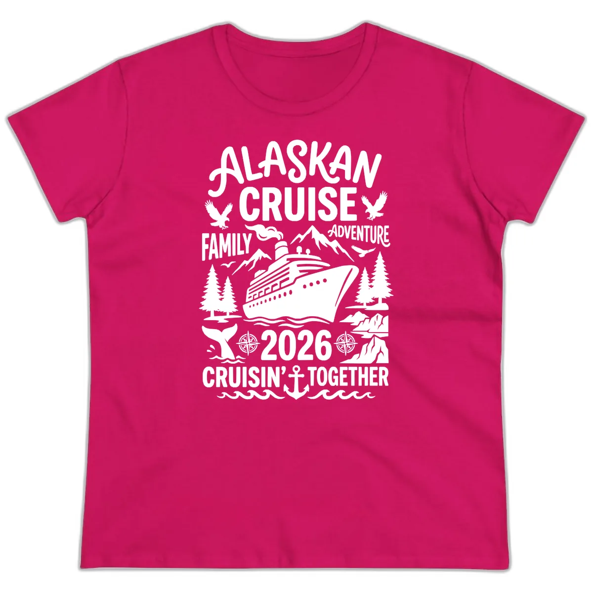 Alaskan Cruise Family Adventure 2026 Ladies Tee in Heliconia