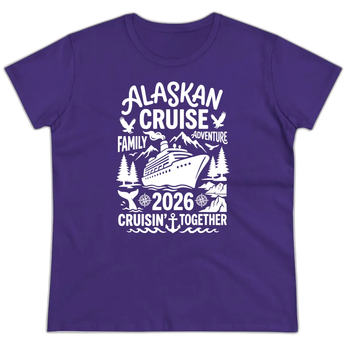Alaskan Cruise Family Adventure 2026 Ladies Tee in Purple