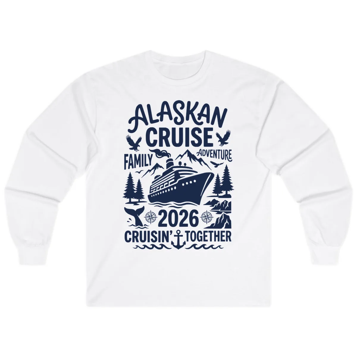Alaskan Cruise Family Adventure 2026 Long Sleeve in White