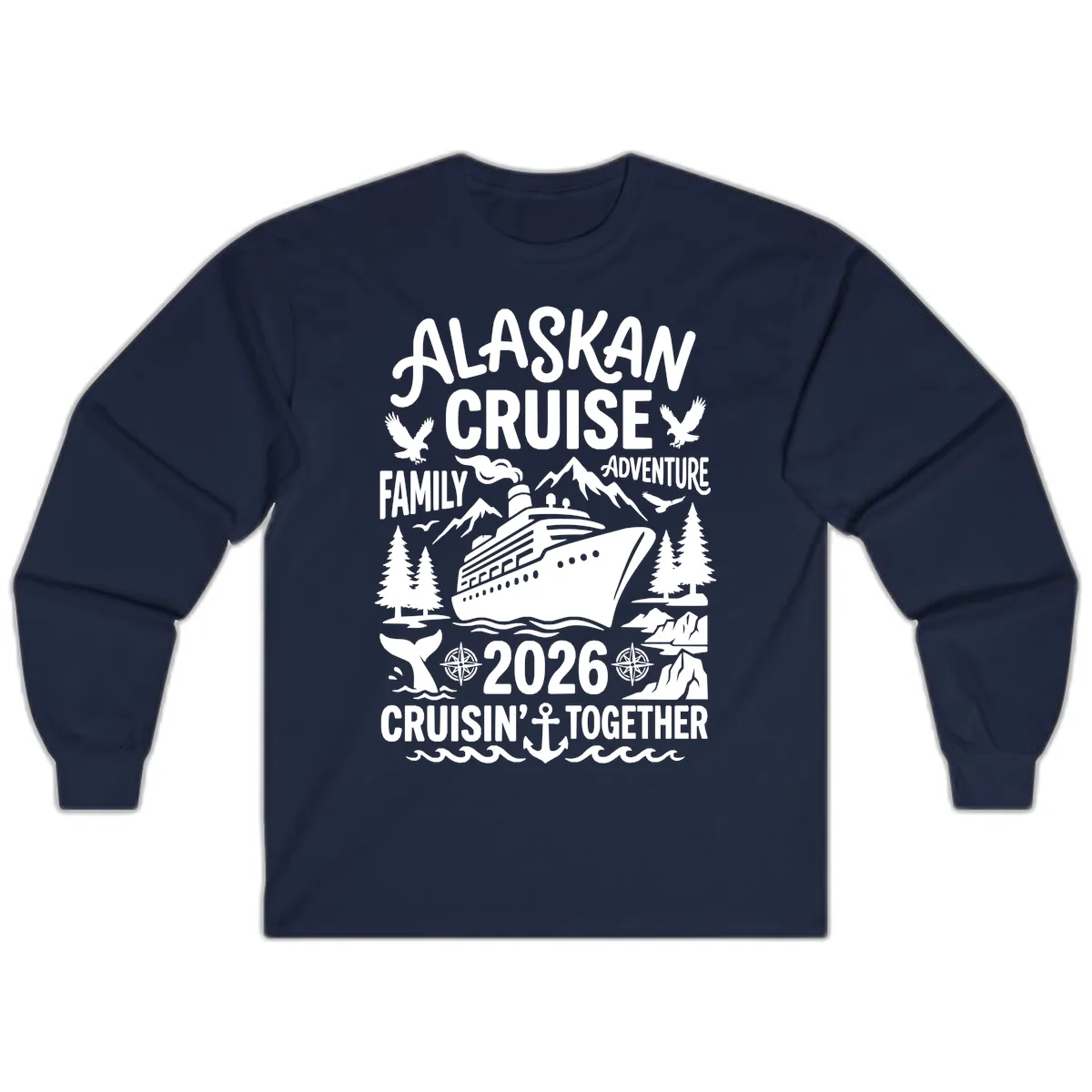 Alaskan Cruise Family Adventure 2026 Long Sleeve in Navy
