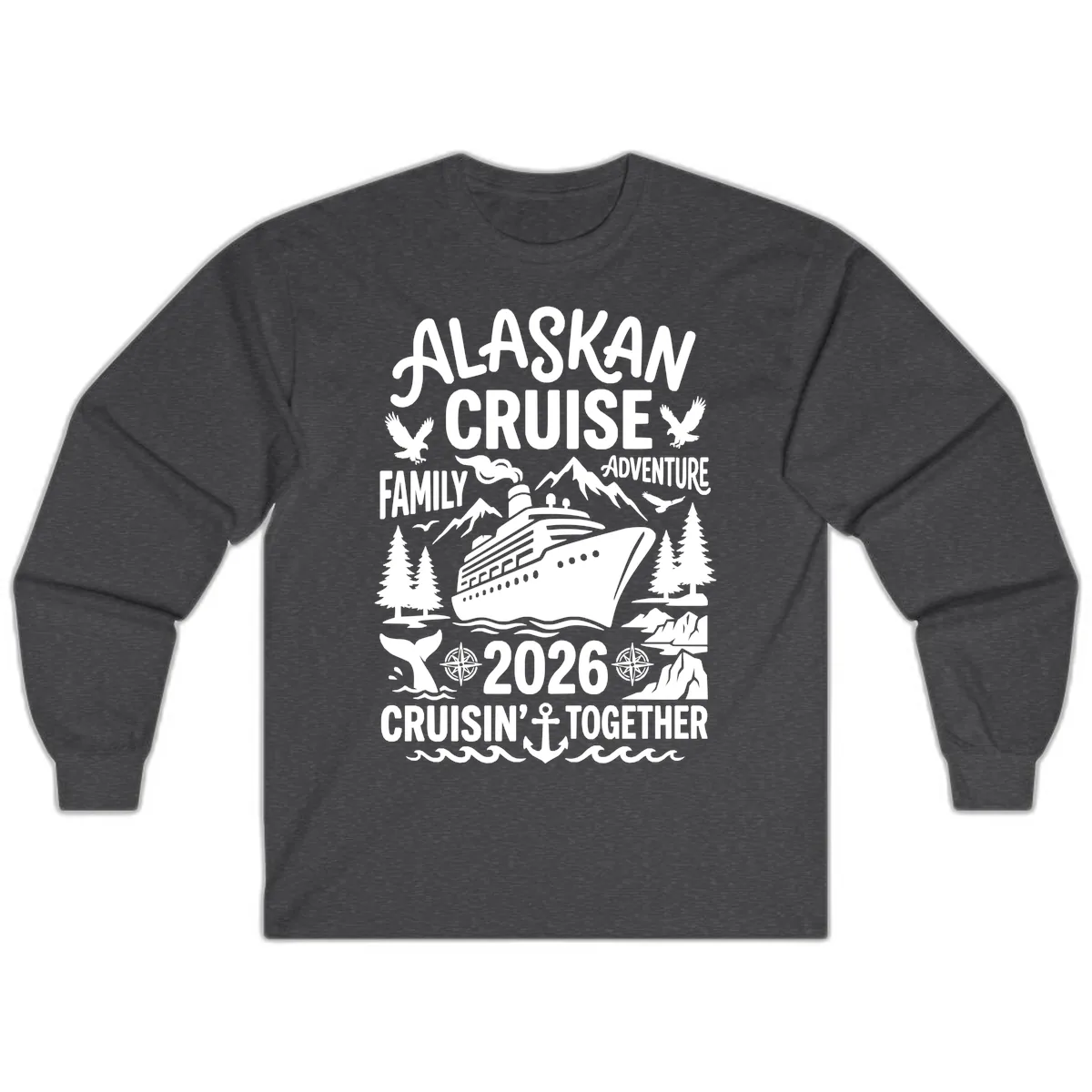 Alaskan Cruise Family Adventure 2026 Long Sleeve in Dark Heather