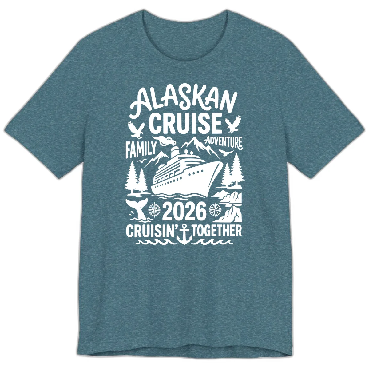 Alaskan Cruise Family Adventure 2026 Premium T-Shirt in Heather Deep Teal