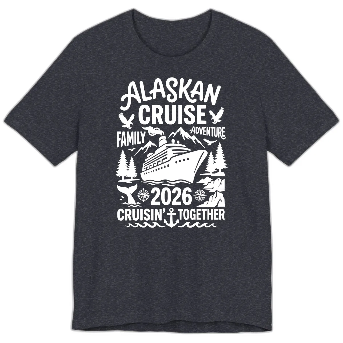 Alaskan Cruise Family Adventure 2026 Premium T-Shirt in Heather Navy