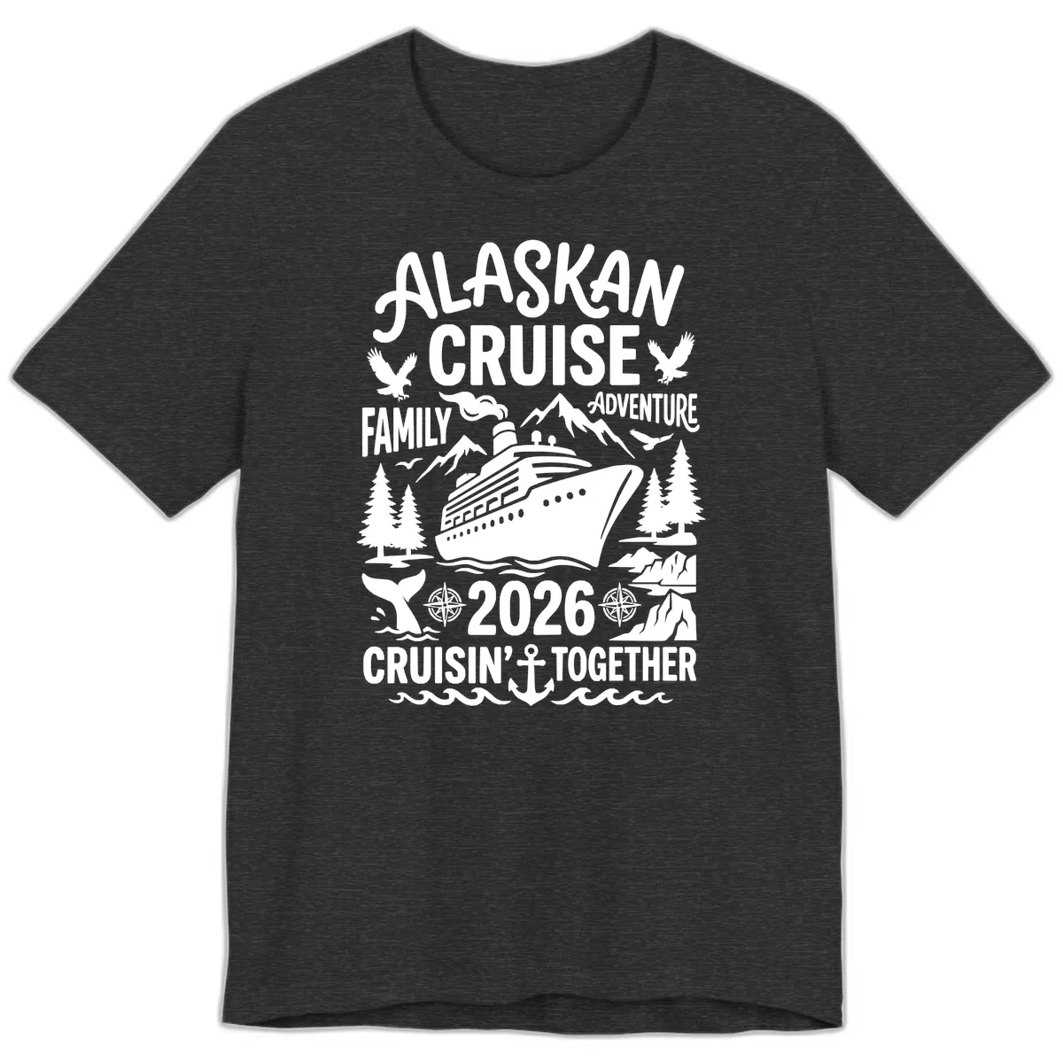 Alaskan Cruise Family Adventure 2026 Premium T-Shirt in Dark Grey Heather