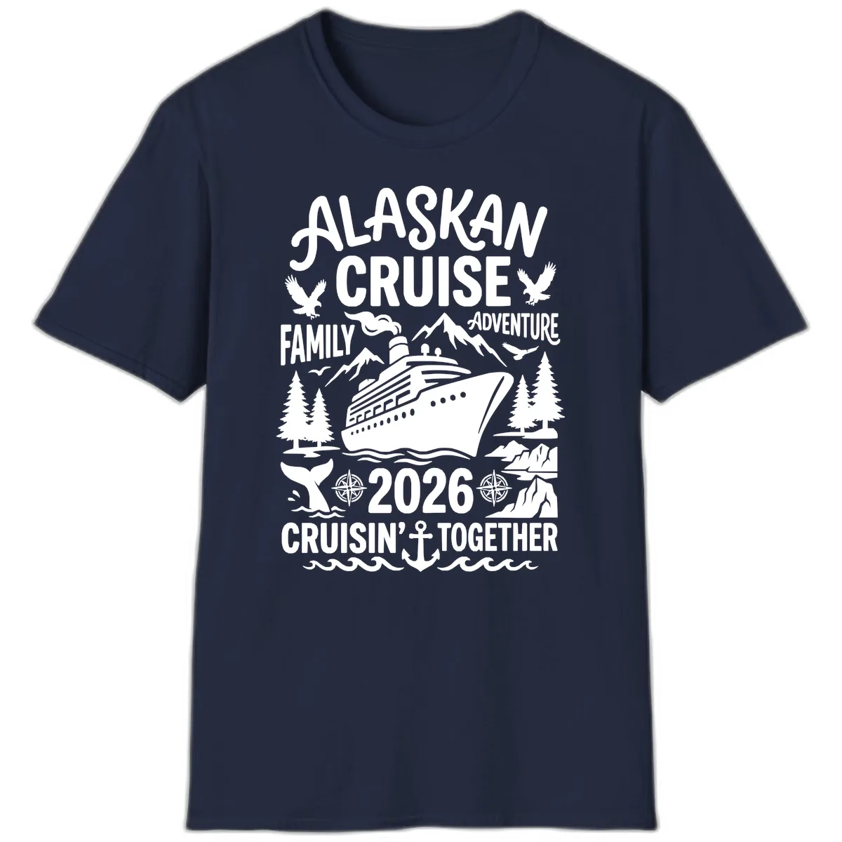 Alaskan Cruise Family Adventure 2026 T-Shirt in Navy