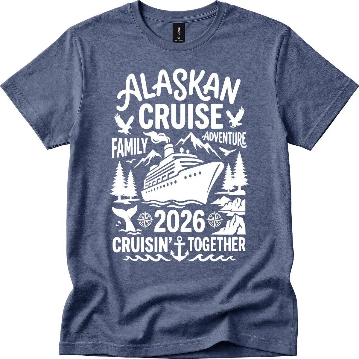 Alaskan Cruise Family Adventure 2026 T-Shirt in Heather Navy