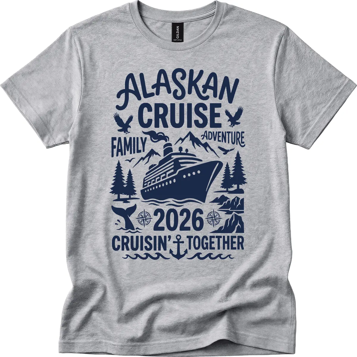 Alaskan Cruise Family Adventure 2026 T-Shirt in Sport Grey