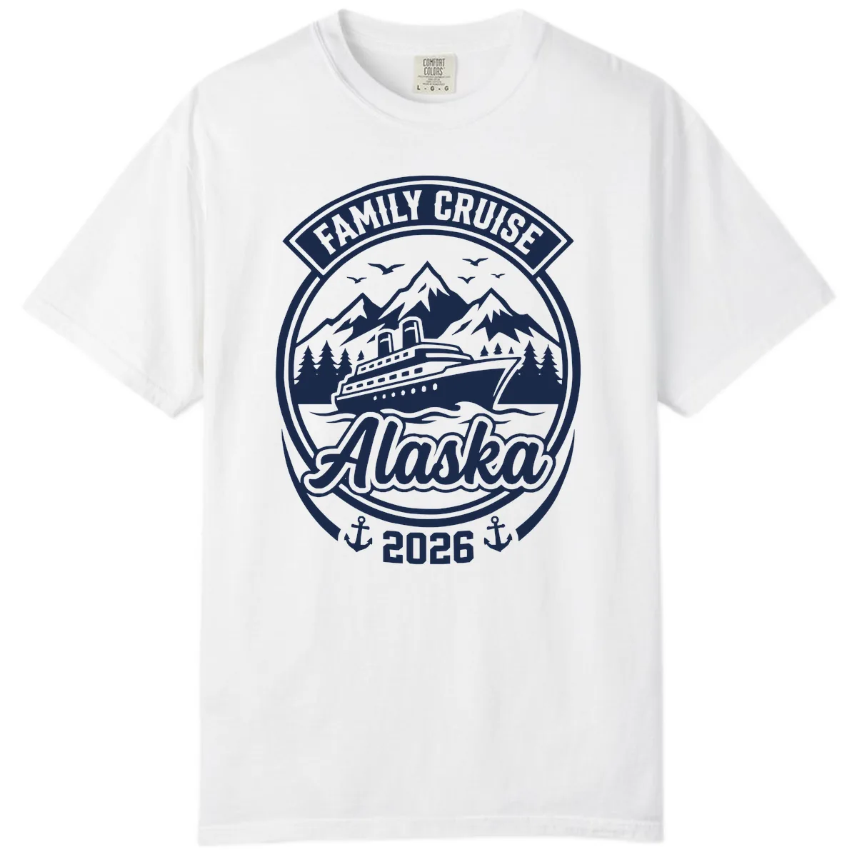 Family Cruise Alaska Badge Design Comfort Color in White