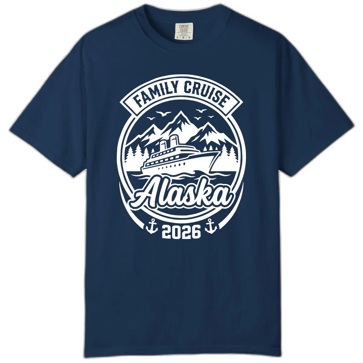 Family Cruise Alaska Badge Design Comfort Color in Navy