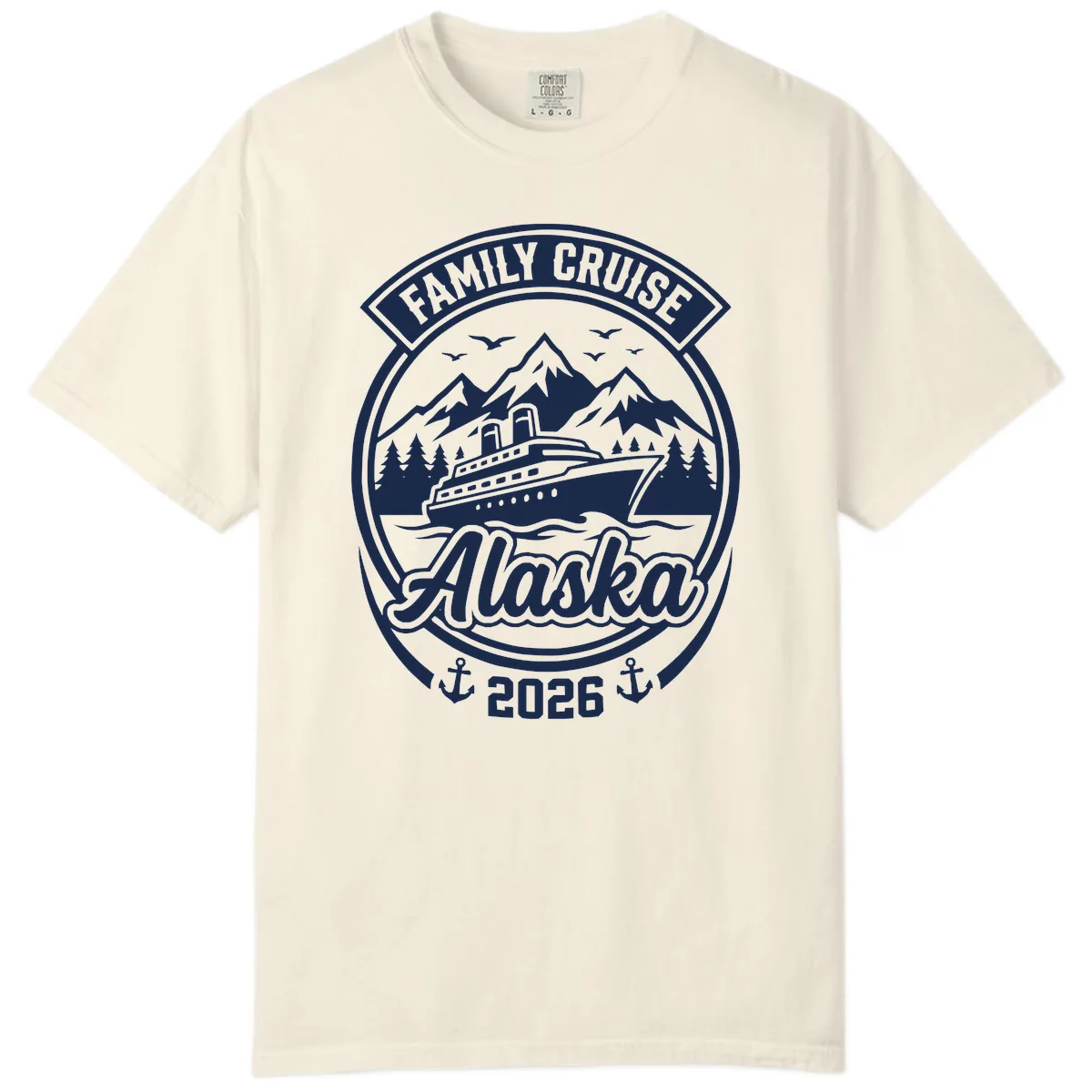 Family Cruise Alaska Badge Design Comfort Color in Ivory