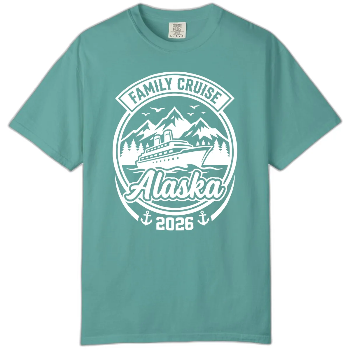 Family Cruise Alaska Badge Design Comfort Color in Seafoam