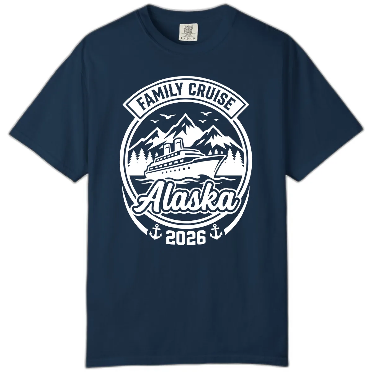 Family Cruise Alaska Badge Design Comfort Color in True Navy