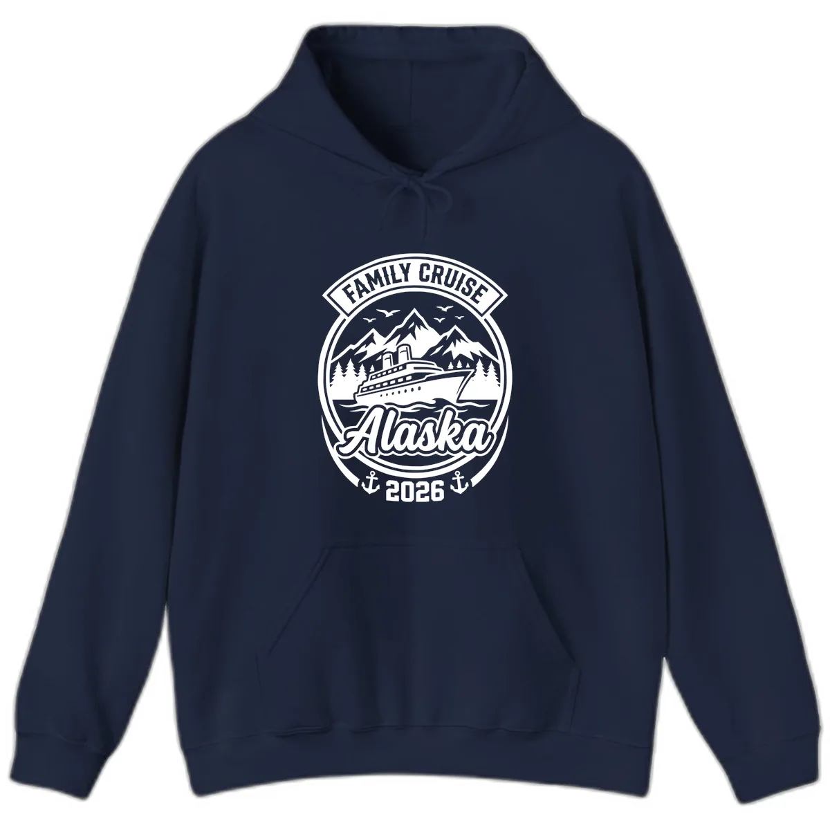Family Cruise Alaska Badge Design Hoodie in Navy